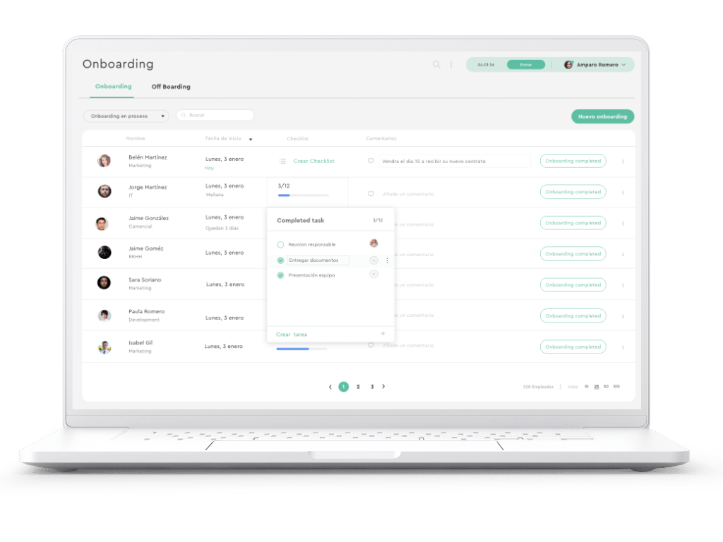 Dashboard de onboarding digital panel de onboarding digital
